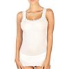 LADY·C Top 85% Lana e 15% Seta Plissé Spalline Giri Pizzo Canotta Donna Canottiera Comoda (IT, Testo, L, XL, Regular, Regular, Bianco Lana)