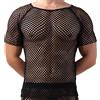 Bollrllr Maglietta da uomo estiva sexy in rete trasparente T-shirt a maniche corte Top da uomo Camicia inferiore O-Neck T-shirt nera M