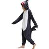 Focupaja Unisex Grigio Squalo Onesie Costume Adulto Halloween Animale Tuta Cosplay Monopezzo Sleepwear Donne Uomini