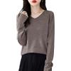 Chanyarn Donna 100% Lana Merino Maglie Termiche Maglietta Scollo a V Manica Lunga Viaggio Escursionismo T-Shirt Termiche Base Layer (Tan,M)