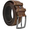 No Limits Cintura Uomo In Vera Pelle, Made in Italy, Classica Con Cuciture e Accorciabile, Fibbia in Metallo Nickel Free, Alta 3,5 cm Con Scatola