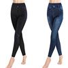 GoVIA Leggings Effetto Denim da Donna Libella, Leggings a Vita Alta con Cintura, Leggings Modellanti alla Moda, Treggings Modellanti Elastici, Pantaloni Streetwear 4162 2er Pack C+F S/M