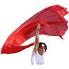 Winged Sirenny Velo Poi Rettangolare 230x90 cm in Seta per Danza del Ventre, Palla con Code a Nastro Gradienti Colorati, Catena in Acciaio Inox e Borsa Trasporto (Rosso)