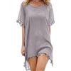 LKRSEEF Copricostume Donna Mare Pareo Vestiti Estivi Spiaggia Lungo Boho Chic Dresses Curvy Accessori Mare Costumi da Bagno Elegante Copri Uncinetto Traforato Grigio