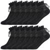 Zuimei 6 paia di calzini in pizzo bianco nero in cotone con volant per bambini assorbono il sudore, comodi e traspiranti per tutti i giorni, per scuola, feste e travestimenti, Nero , 5-7 Years