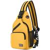 FANDARE Donna Zaino Monospalla Zaini Piccolo con Foro per Auricolare Borse a Spalla Ragazze Sling Bag Borsa a Tracolla Sport All'aperto Trekking Spalla Zaini Poliestere Durevole Giallo