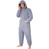 CityComfort Pigiama Intero Uomo - Pigiama Invernale Uomo in Caldo Pile con Cappuccio M-3XL - Pigiami Interi per Ragazzi Idea Regalo (Grigio, 2XL)