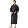 Generisch Accappatoio da uomo, caldo, invernale, tinta unita, da notte, ispessito, termico, vestaglia con tasche, vestibilità rilassata, Bathrobe casual, confortevole, abito lungo, Nero , L