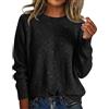 Duohropke - Maglione con paillettes da donna, tinta unita, a maglia, a maniche lunghe, girocollo, pullover oversize, glitter, casual, in maglia, blusa, hippie, abbigliamento, comodo, top, Nero , XXL