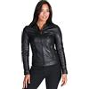 D'Arienzo Giacca in Pelle Donna Nero Giubbotto Biker Giubbino Moto Vera Pelle Made in Italy Giulia Nero/L