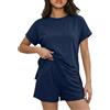IWOLLENCE Vestito Donne Estate Manica Corta Pantaloncini Vestito, Blu mare, L