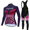 Mydawan Abbigliamento Ciclismo Donna Completo Bici MTB Tuta da Ciclista Maniche Lunghe,Maglietta Bicicletta Giacca e Salopette Pantaloni con 19D Gel Imbottiti,Completi Maglia Ciclo Primavera Autunno|9,S