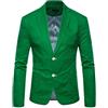 Generisch Giacca da uomo taglie forti, in lino, per primavera, estate, alla moda, da uomo, slim fit, in cotone, piccolo, casual, blazer Regular Fit, verde, M