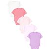 TupTam Body Neonato Bambina 5 Pezzi - Body Neonato Cotone a Manica Corta con Apertura Frontale, Viola Rosa Rosa cipria Rosa scuro Ecrù, 56