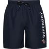 Superdry Code APPLQUE 19INCH Swim Short, W2 - Pantaloncini da Bagno Uomo, Deep Navy, Small