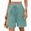 HOTIAN Pantaloncini Bermuda da Donna, Lunghi, Elastici, a Vita Alta, a Gamba Larga, Pantaloncini Estivi, Sportivi, con Tasche, verde, L