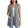 Actcat, cardigan da donna senza maniche, leggero, aperto sul davanti, casual, vestito aderente con tasche 2026, Grigio, M