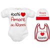 Corredino Neonato body per neonati cotone frase 100% amore dei nonni manche corte o in caldo cotone manica lunga set con bavetta cappello e tutine