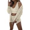 Celanisai Tuta corta da donna in pile Teddy Warm Pigiama Crop Tank Top e Shorts 2 pezzi Set pigiama Fuzzy Pyjama Biancheria da notte in peluche morbido e confortevole, O beige., XXL