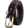 Yudesun Intrecciata Cintura Uomo - Pelle Casual Retro Intrecciata Cinture con Fibbia Ardiglione per Jeans Pantaloni Regolabile