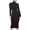 MAOAEAD Slim Dolcevita abiti lunghi donna sexy caldo manica lunga abito da festa invernale autunno elastico Hip Pack Robe (nero, S)