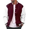 Generico Giacca College Uomo e Ragazzi in Misto Cotone Giubbotto Primaverile da Baseball Cardigan Casual Oversize Elegante con Bottoni Felpa Senza Cappuccio Leggera Y2K per Lavoro Sportiva,Bordeaux,L