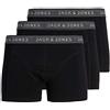 JACK & JONES s- Boxer da Uomo (Confezione da 3) Nero (3 x Asfalto). XL