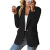 Generico Blazer da Donna per Lavoro Casual, Blazer Aperto sul Davanti a Maniche Lunghe (Black,XL)