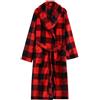 Generisch Accappatoio da uomo, casual, a quadretti, caldo, morbido, con cintura e tasche, leggero, comodo, per sauna, per l'inverno, O rosso., Taglia unica