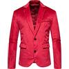 Darringls Blazer da uomo in velluto, slim fit, due bottoni, smoking, giacca in velluto, tinta unita, per cena, balli, feste, Colore: rosso, L