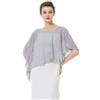 BEAUTELICATE Scialle Coprispalle Elegante Donna Stola Chiffon Scialli Cape Mantello Donna Estivo Elegante Vintage per Cerimonia Sposa Festa (Asimmetrico - Grigio Argento)