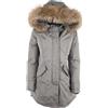 JOPHY & CO. Parka Invernale Donna Cappotto con Cappuccio e Vera Pelliccia (cod. 881092) (Fango Metallico, S)