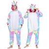 Spooktacular Creations Pigiama in Peluche per Adulti Unisex Costume Intero in Peluche Blu colorato per Unicorno M