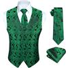 HISDERN Set di gilet e cravatta jacquard floreali classici da uomo in paisley floreale e tasca quadrata