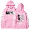 Sybnwnwm Attack on Titan Felpa con cappuccio Levi Ackerman Ali della Libertà Stampa 3D a Maniche Lunghe Felpa con Cappuccio, Rosa a, XL