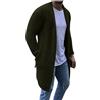 Rrongwn Cardigan Uomo Lungo Cotone Inverno Cardigan Basic Maglione Inverno Business Cotone Cappotto Casual A Scacchi Giacca Di Lana Tinta Unita Giacca Da Pilota Con Tasca Casual, verde, M