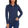 TACVASEN Polo da donna UPF 50+, a maniche lunghe, con protezione dai raggi UV, ad asciugatura rapida, blu scuro, M