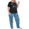 Generic Pigiami da Donna,Taglie Forti Pigiama Donna Set Casa con Girocollo Top e Pantaloni Lunghi a Maniche Corte Pantaloncini Lounge Sleepwear Casual