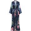 BABEYOND Vestaglia lunga da donna/ragazza in raso, kimono/accappatoio estivo con motivo floreale stampato, per pigiama party, Taglia unica
