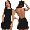 XIWCAFC Vestito Sexy Donna Nero Mini Abito Elegante Estivo Vestito Corto da Sera Senza Maniche Miniabito Aderente Estate Casual Discoteca Cocktail（Nero M）