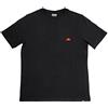 Ellesse T-Shirt Maglietta Manica Corta Uomo Giriocollo Logo Patch Ricamo 100% Cotone (Black, M)