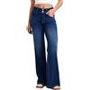 LaiEr Jeans a Gamba Larga Donne,Design con Bottoni Doppi e Verace Apertura con Zip,Gambe Dritte, vestibilità Sciolta,Jeans Casual Molto Elastici.