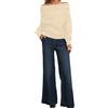 Generisch Maglione da donna con scollo a barca e maniche a pipistrello - Top in maglia dal taglio ampio | Maglione basic casual ed elegante per l'uso quotidiano, M