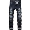 Generico Jeans Strappati Uomo Pantaloni Elasticizzati Neri invecchiati da Uomo Jeans Oversize di Colore Chiaro Pantaloni Tessuto Tecnico