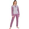 Leo Corsetteria Pigiama Donna Invernale Serafino Jacquard Felpato Molto Caldo No Polsini Cerchi 7100-6MP