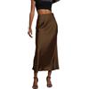 OLIPHEE Gonna Donna Lunga Raso Elegante Maxi Gonne da Donna Solida Colore Elastica Vita Alta A-Line Skirt in Satin Casual Vestiti Vacanza Business