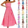 Generic Abito Maxi Senza Maniche a Righe per Donna, Abiti Estivi alla Moda, Senza Schiena, con Spalline Sottili Sagomate, Stile Bohémien, Svasato, da Sole, 01#beige, XL