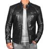 Generic Giacca da uomo in finta pelle, stile vintage, slim fit, da motociclista, stile Cafe Racer, giacche in pelle per uomo