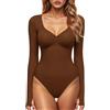 GJY Body da donna con scollo a V quadrato, top sexy moda manica lunga per uscire top elasticizzati Body Suit