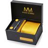 Massi Morino Cravatta con Fazzoletto da Taschino Set Uomo incl. Gemelli, Fermacravatta e Confezione Regalo - Set Cravatta Uomo per Matrimonio